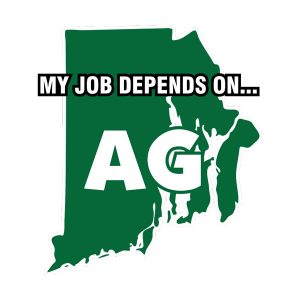 My Job Depends On Ag Sticker Decal - Rhode Island State